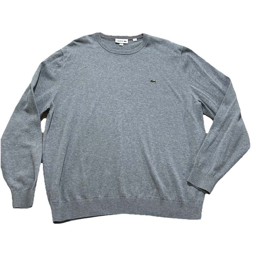 Lacoste‎ Men’s XL (FR 6) Gray Cotton Crewneck Sweater Logo